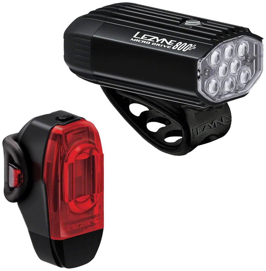 Lezyne Micro Drive 800+ / KTV Drive+ Headlight and Taillight Set Black
