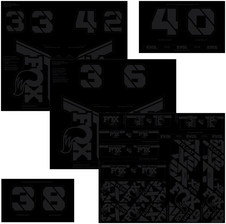 FOX Fork and Shock Decal Kit - Stealth Black