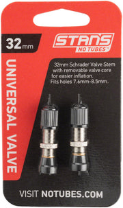 Stans Tubeless Universal Valve Stems - Brass 32mm Universal Schrader Pair