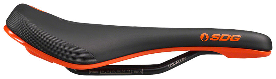 SDG Bel-Air V3 MAX Saddle - Lux-Alloy Black/Orange Sonic Welded Sides