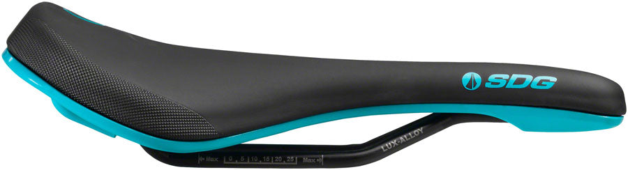 SDG Bel-Air V3 MAX Saddle - Lux-Alloy Black/Turquoise Sonic Welded Sides