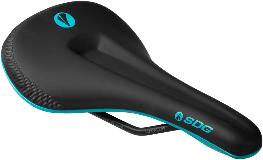 SDG Bel-Air V3 Max Saddle Lux-Alloy Rails Black/Turq