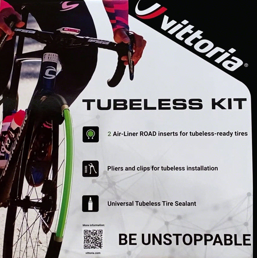 Vittoria Air-Liner Tubeless Road Kit - 2 Inserts Tire Sealant Pliers Clips Medium 28mm