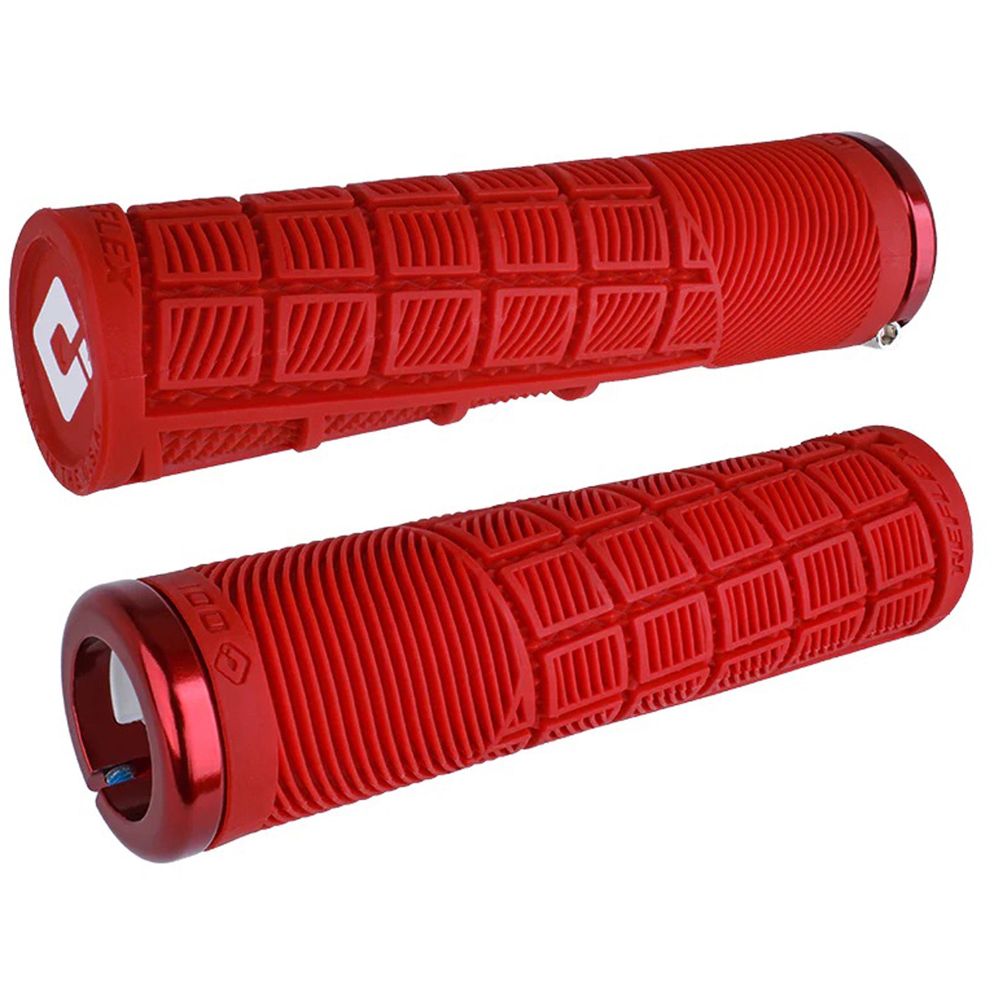 ODI Reflex V2.1 Grips - White/Red Lock-On