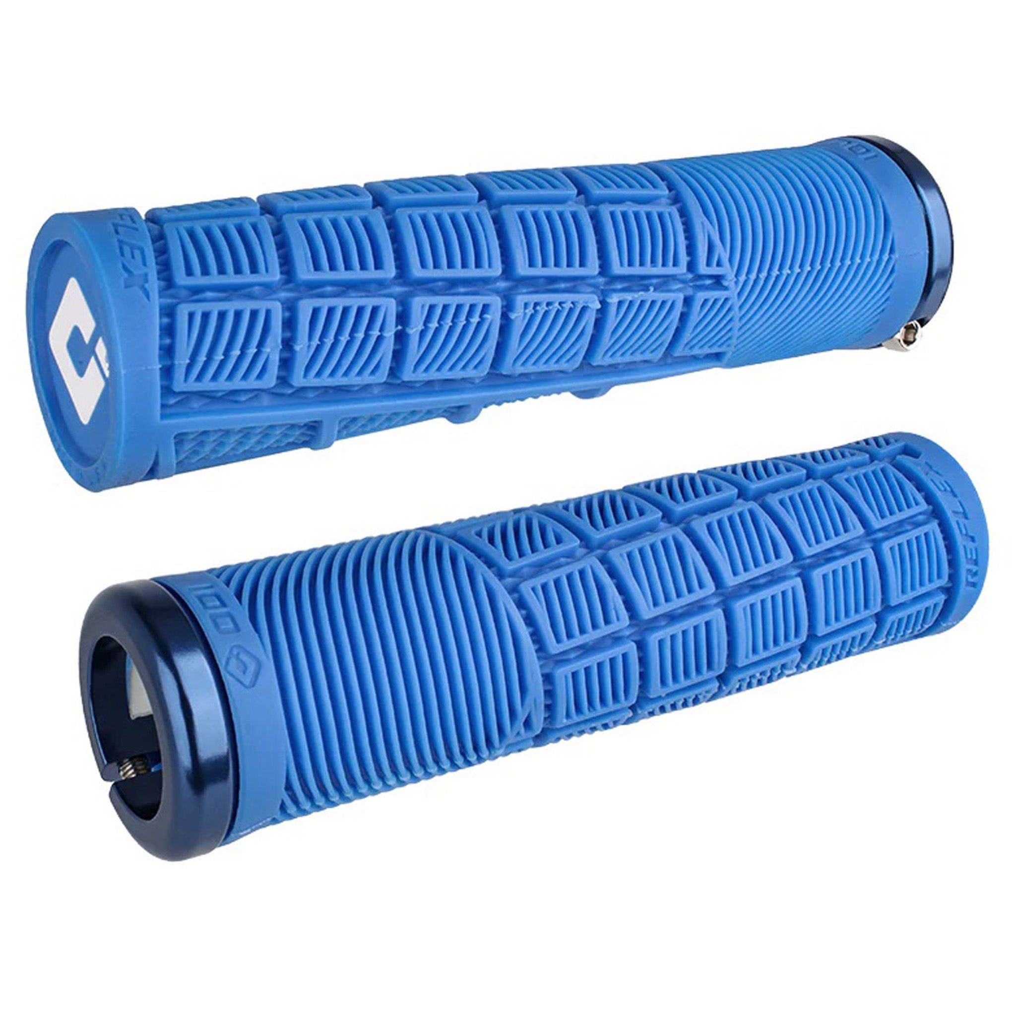 ODI Reflex V2.1 Grips - White/Blue Lock-On